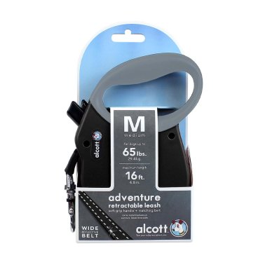 Alcott™ Adventure Black Retractable Leash - Medium 16'