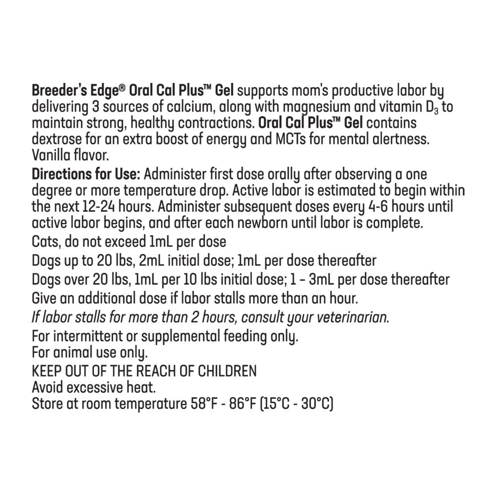 Breeder's Edge Oral Cal Plus Gel - 15ml