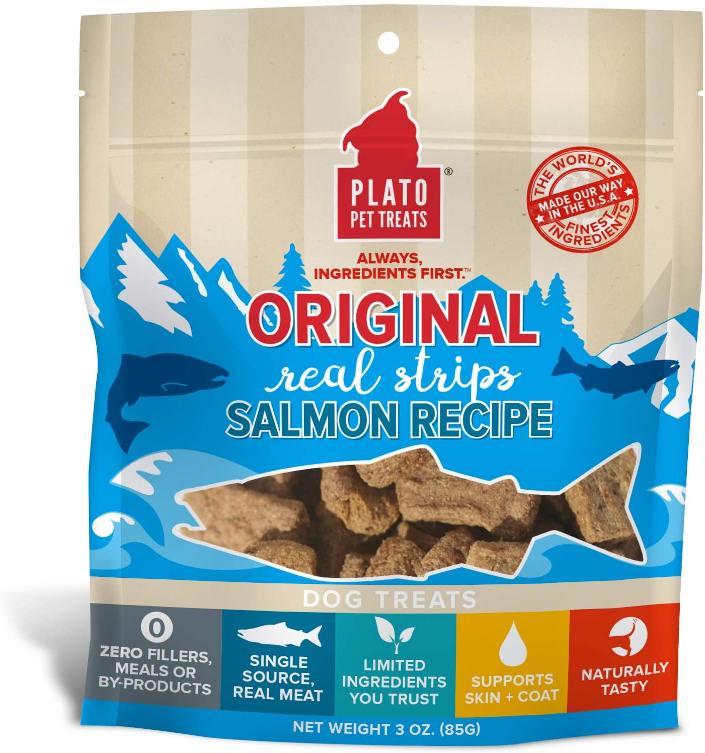 PLATO Treat Strips Salmon - 3oz