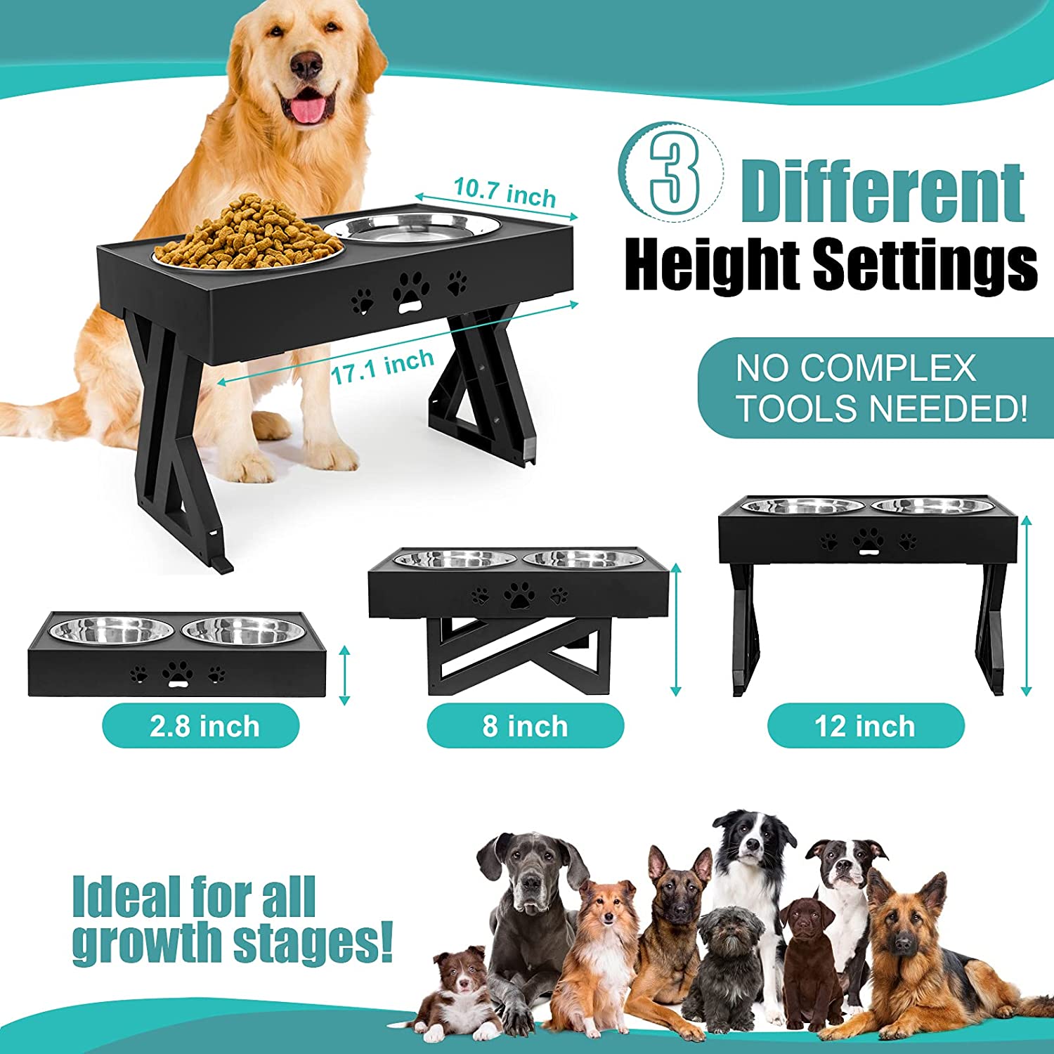 URPOWER Elevated Dog Bowls