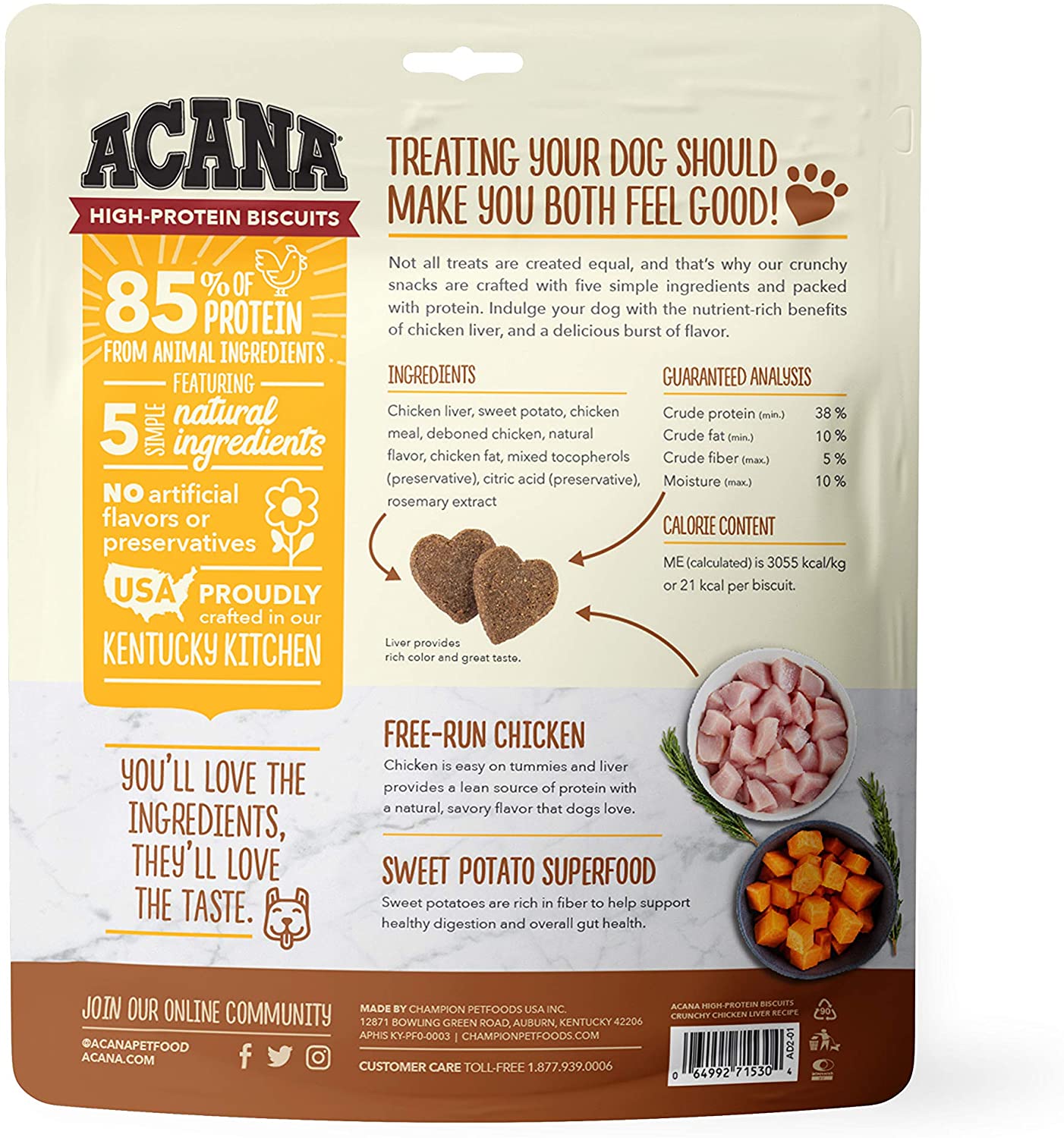 ACANA High-Protein Biscuits, Crunchy Chicken Liver Recipe - 9oz