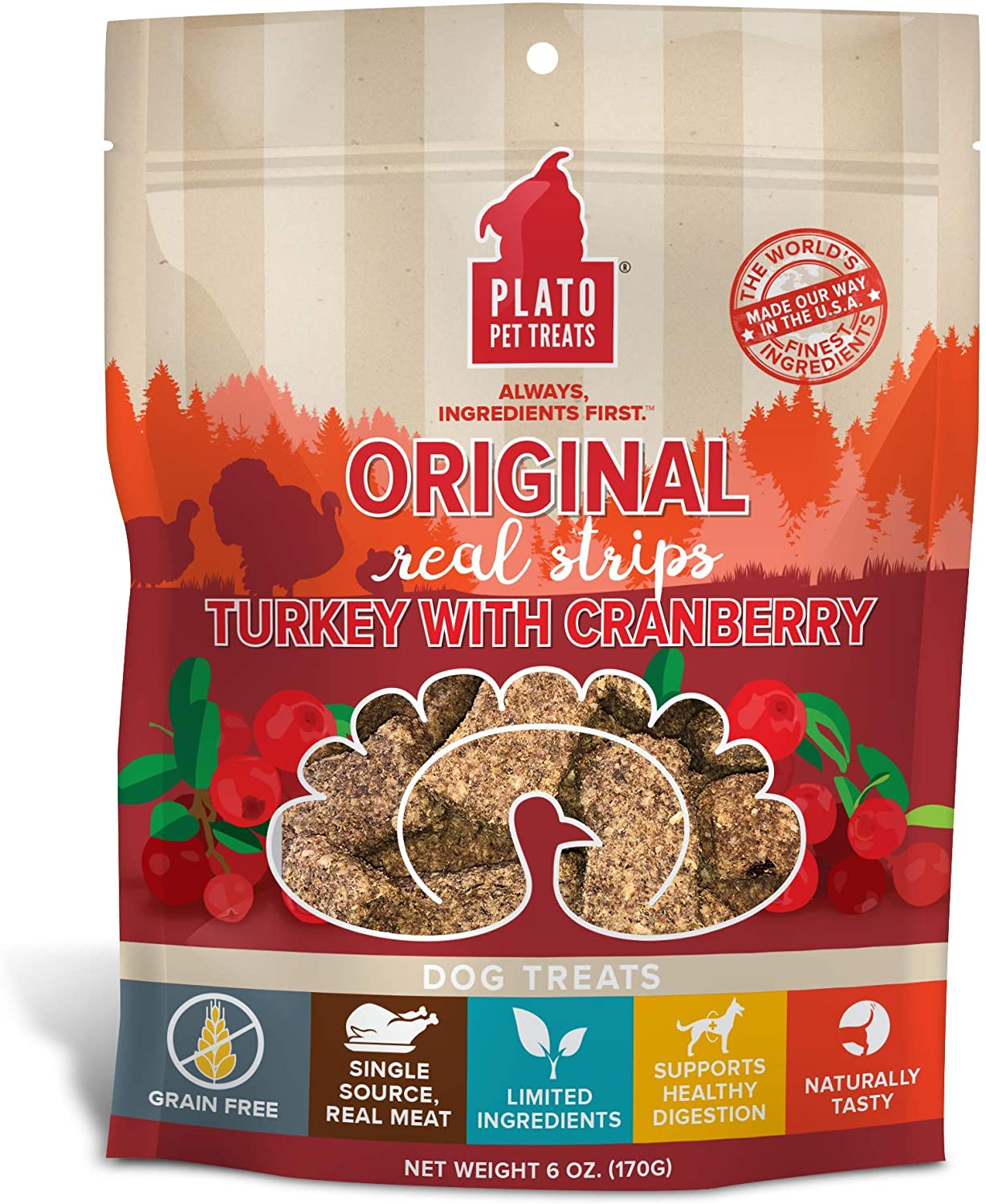PLATO Treat Strips Turkey Cranberry - 6oz