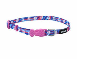 Coastal Li'l Pals Adjustable Patterned Dog Collar, 3/8 In x 6-8 In - Light Blue Paw