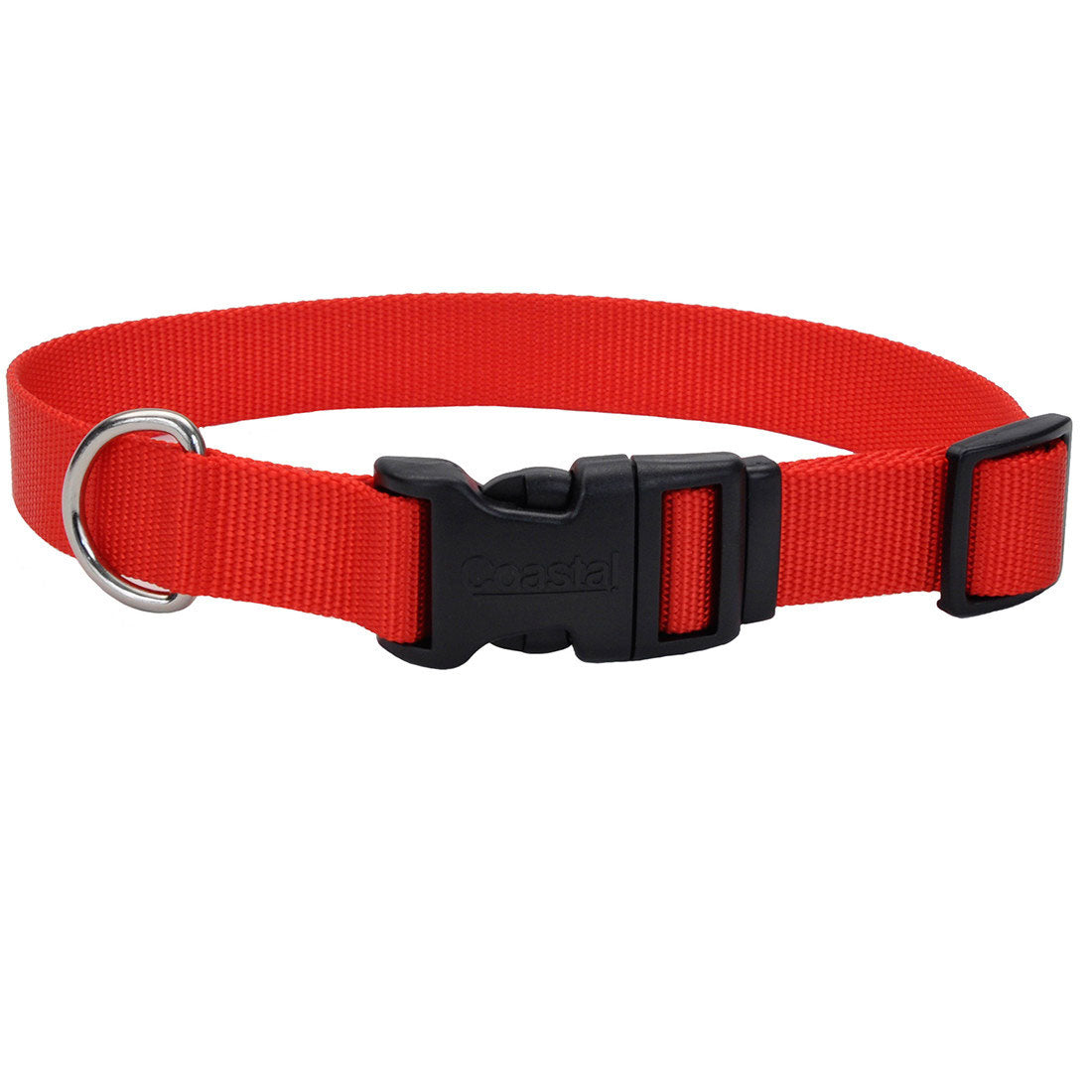 Coastal Adjustable Dog Collar with Plastic Buckle, Red - 1In x 18 - 26In