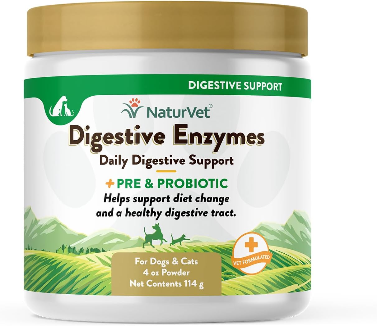 Naturvet Digestive Enzymes Powder with Pre & Probiotics for Dog and Cat - 4oz