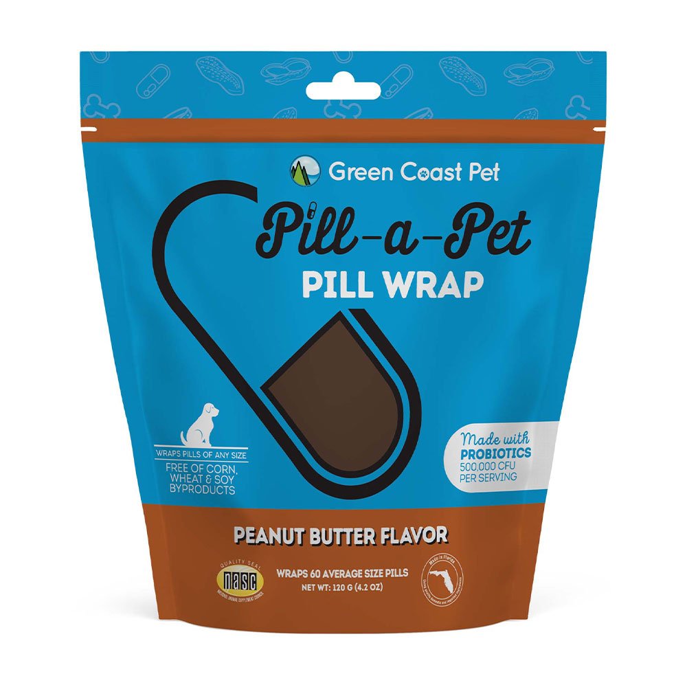 Green Coast Pet™ Peanut Butter Flavor Pill-a-Pet Moldable Pill Wrap Dog Supplement - 60 Wraps