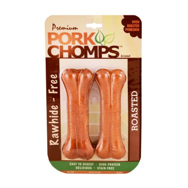 Pork Chomps™ Roasted Pork Flavored Pressed Bone Dog Treat - 2 Count - 4 In