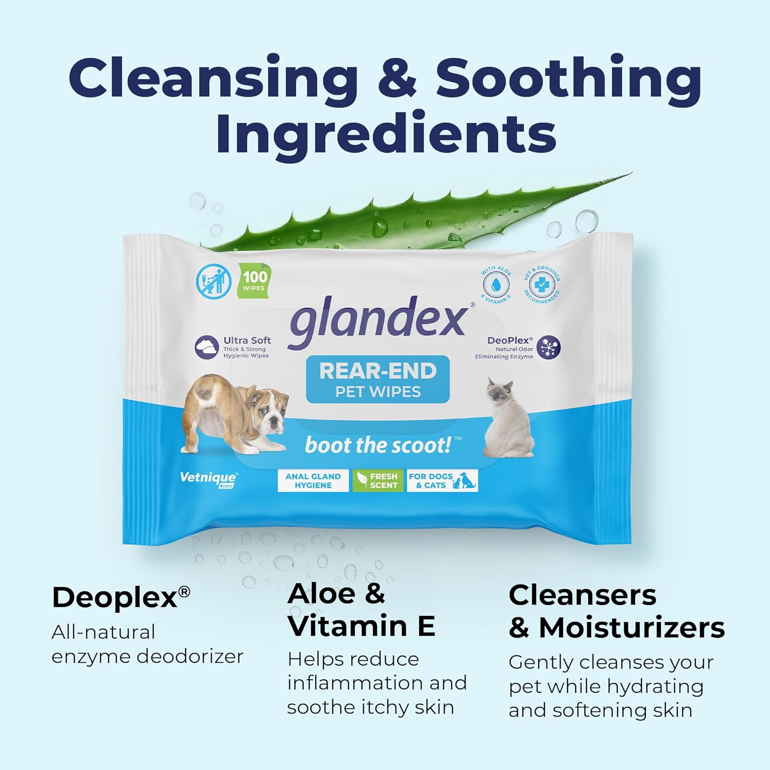 Vetnique Labs Glandex® Anal Gland Hygienic Pet Wipes - 100Ct