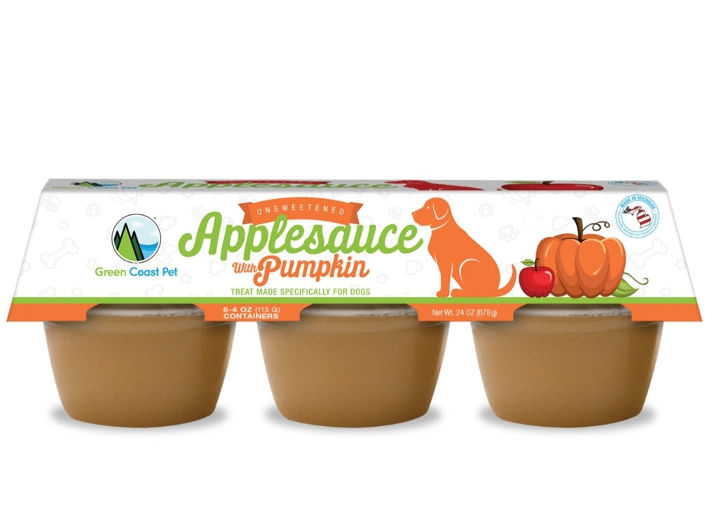 Green Coast Pet Unsweetened Applesauce with Pumpkin Dog Treats 4 Oz x 6 Count