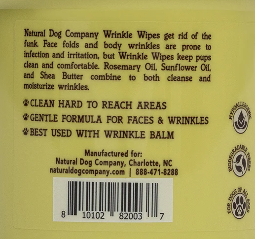 Natural Dog Company Wrinkle Wipes - 50ct