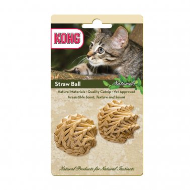 Kong Naturals Straw Ball Cat Toy, 2 Pack, Beige