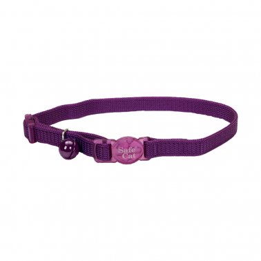 Coastal Safe Cat Adjustable Snag-Proof Breakaway Collar, 3/8 In x 8-12 In - Purple