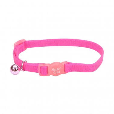 Coastal Safe Cat Adjustable Snag-Proof Breakaway Collar, 3/8 In x 8-12 In - Neon Pink