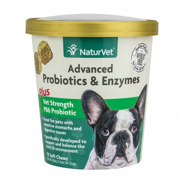Naturvet Digestive Wheat Free Advanced Probiotics & Enzymes Plus Vet Strength PB6 Probiotic Dog Soft Chew - 70 Ct