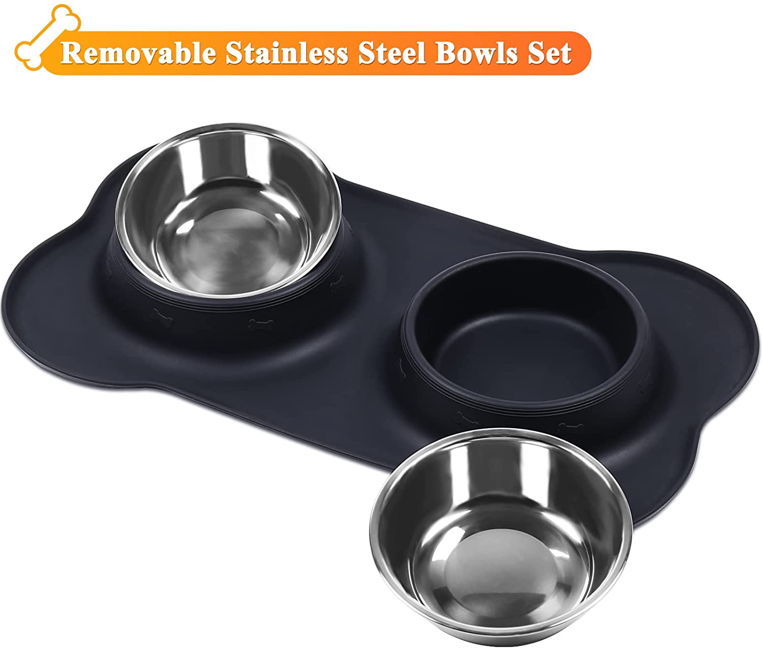 VIVAGLORY Dog Bowls with Non Spill/Skid Resistant Silicone Mat