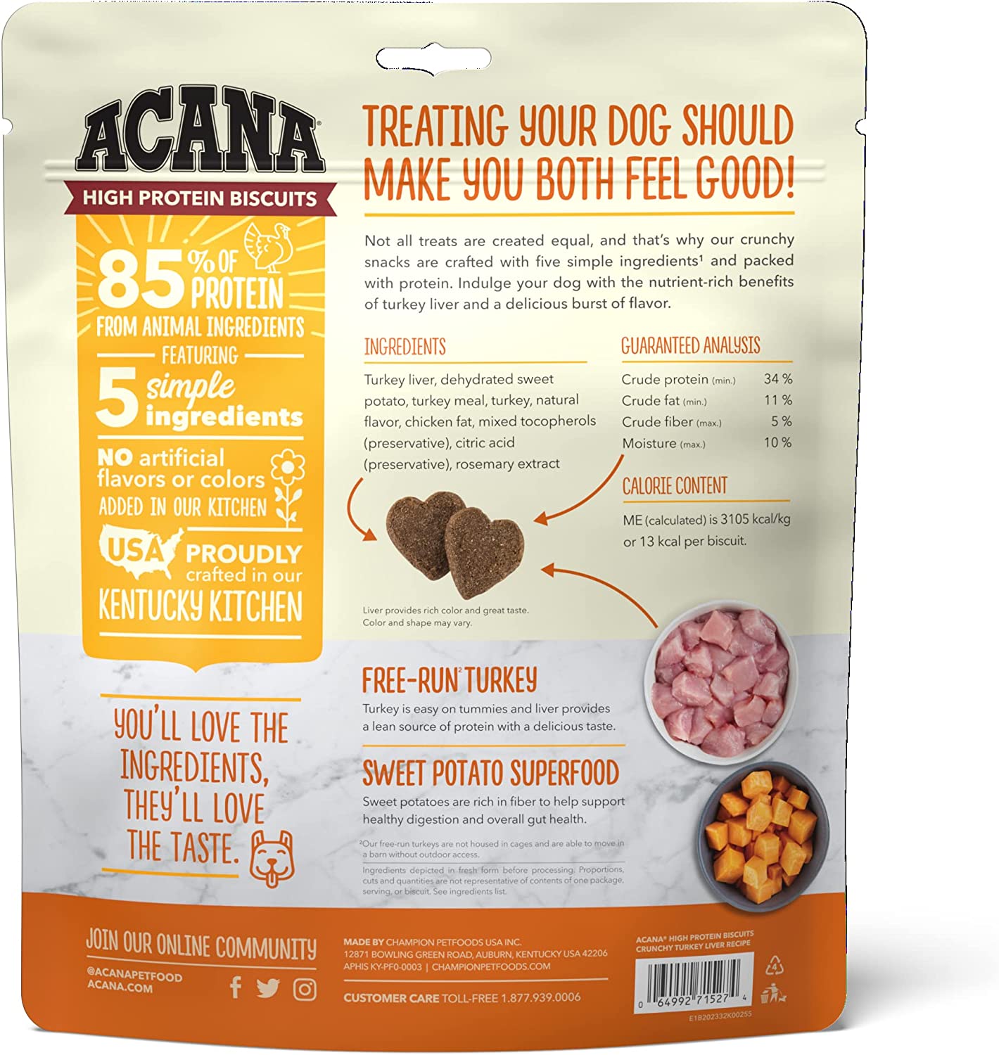 ACANA High-Protein Biscuits, Crunchy Turkey Liver Recipe - 9oz