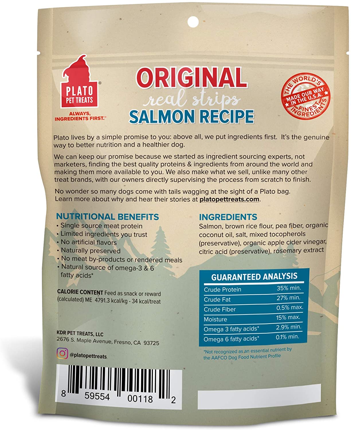 PLATO Treat Strips Salmon - 3oz