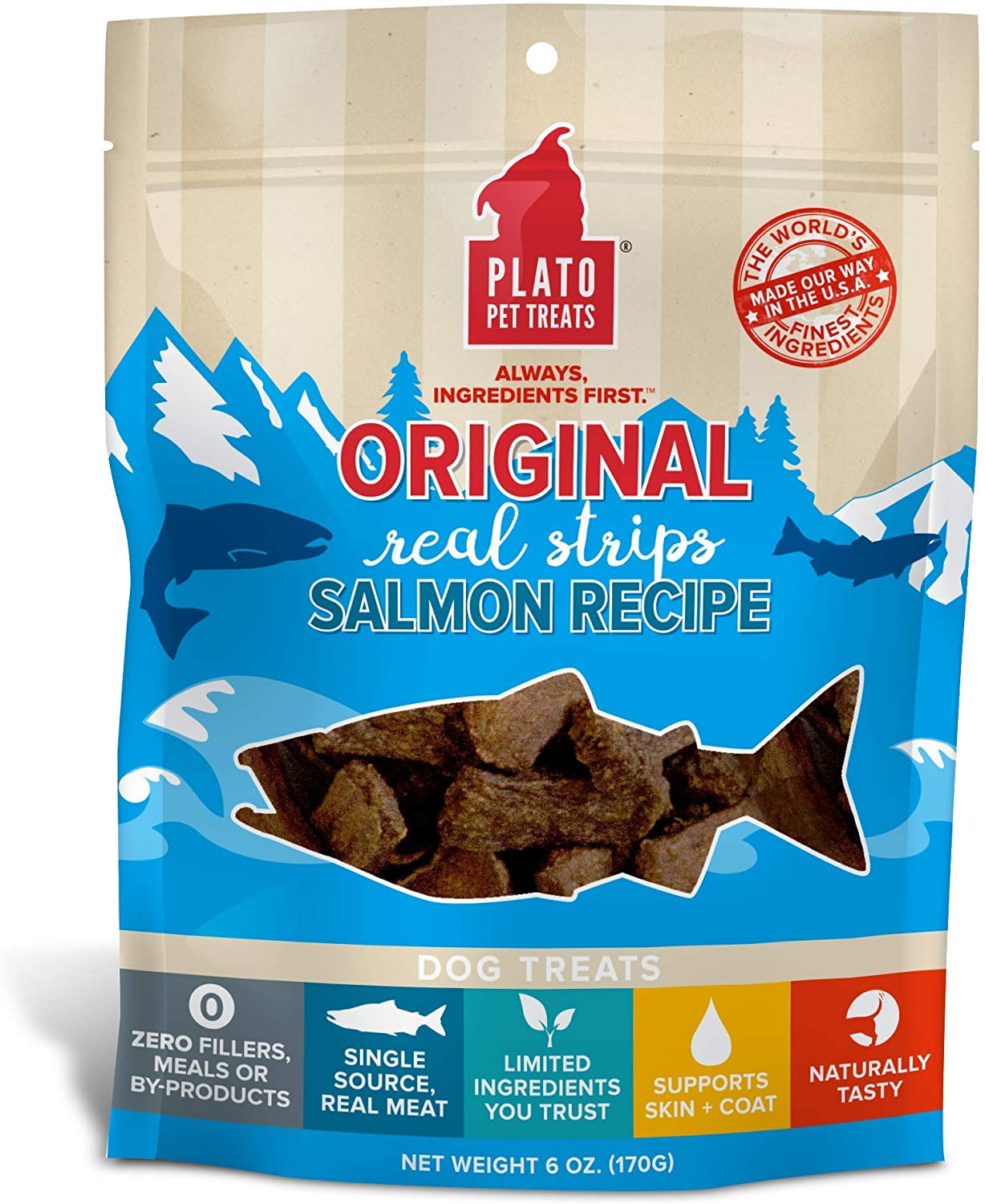 PLATO Treat Strips Salmon - 6oz