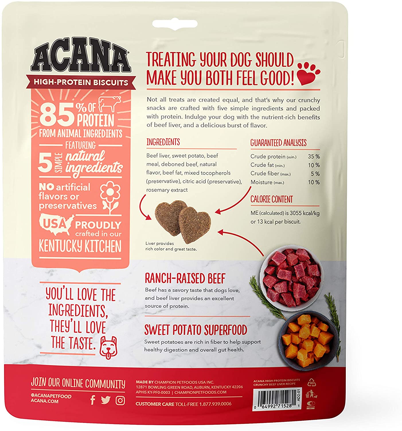 ACANA High-Protein Biscuits, Crunchy Beef Liver Recipe - 9oz