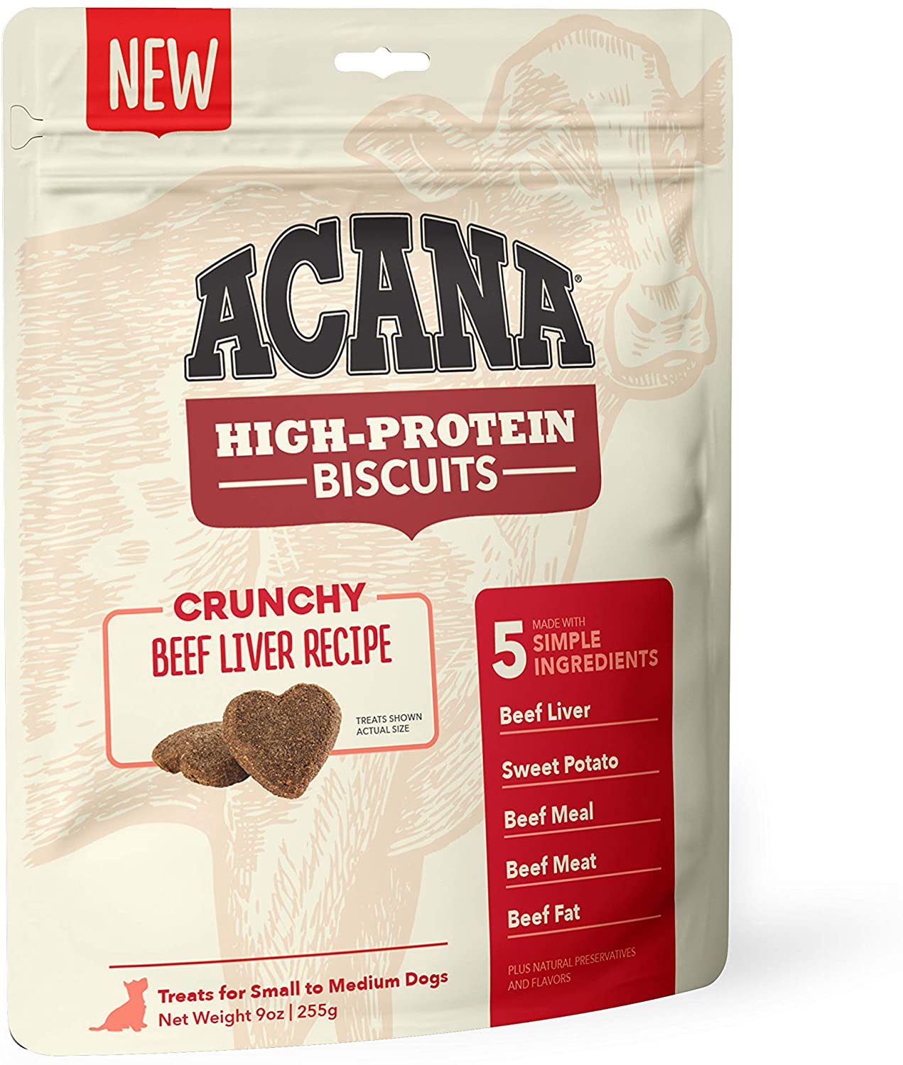 ACANA High-Protein Biscuits, Crunchy Beef Liver Recipe - 9oz
