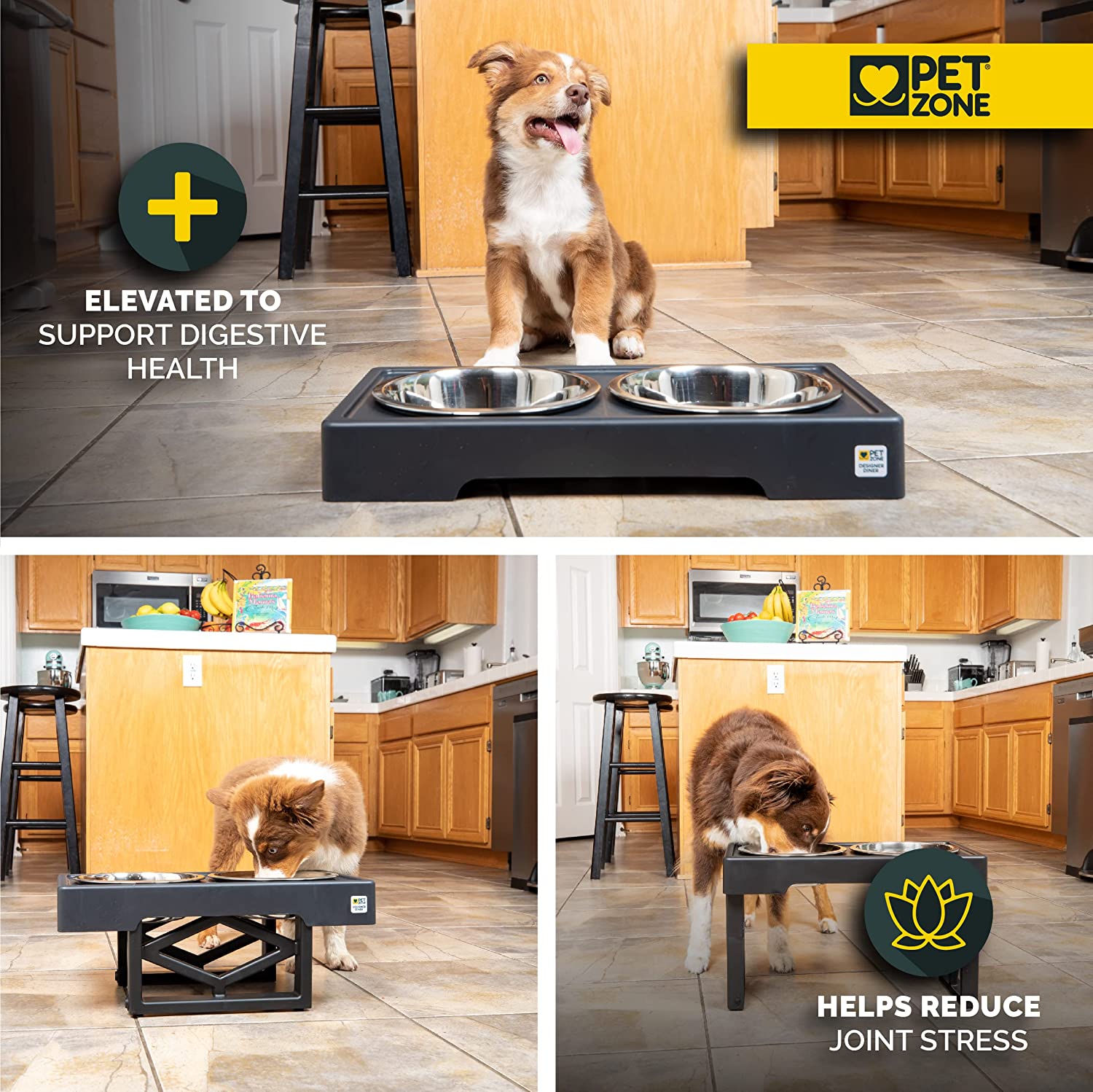 PET ZONE Designer Diner Elevated Bowls