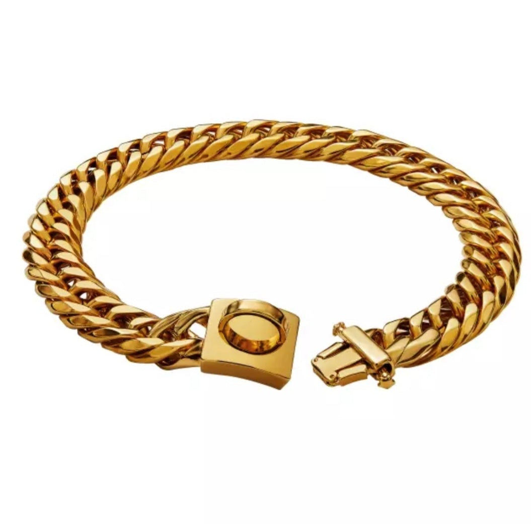 Luxury Designer 18k gold finish Cuban Link collar - 16mm width