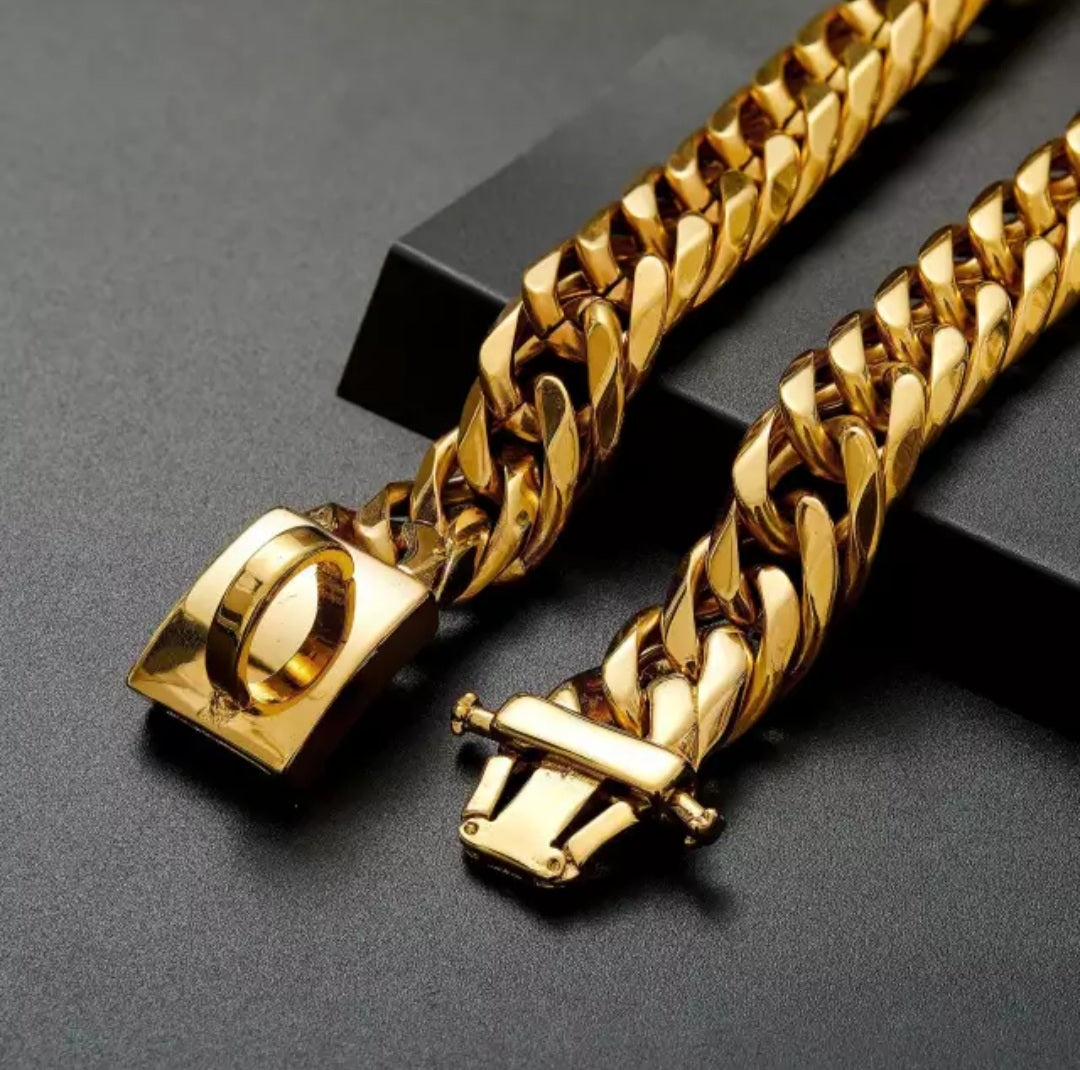 Luxury Designer 18k gold finish Cuban Link collar - 16mm width